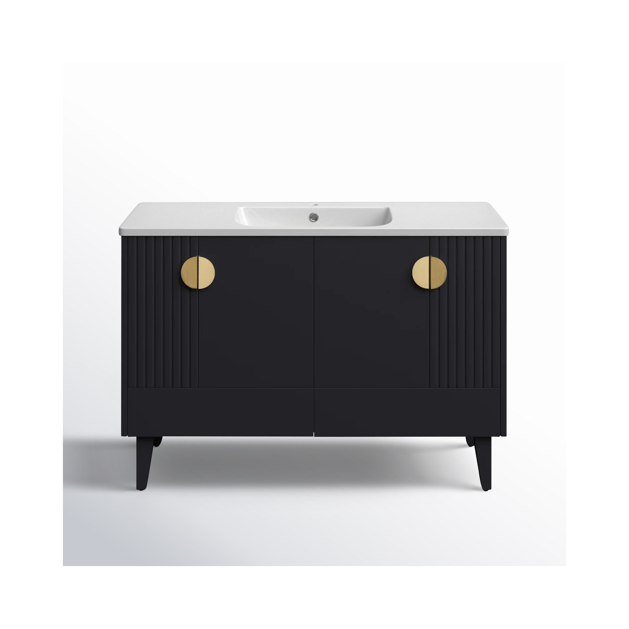 Saimah 48'' Single Bathroom Vanity, Black, Satin Brass