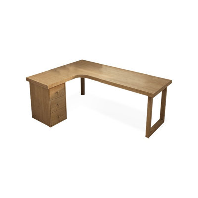 Wood color L-Shaped Solid Wood Desks