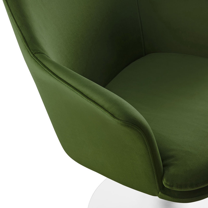 Lippa Performance Velvet Swivel Dining Armchair, Velvet Moss Green, White