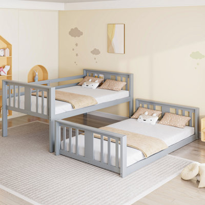 Twin Over Bunk Bed With Slide And , White, Safe For , Pine Frame 6,