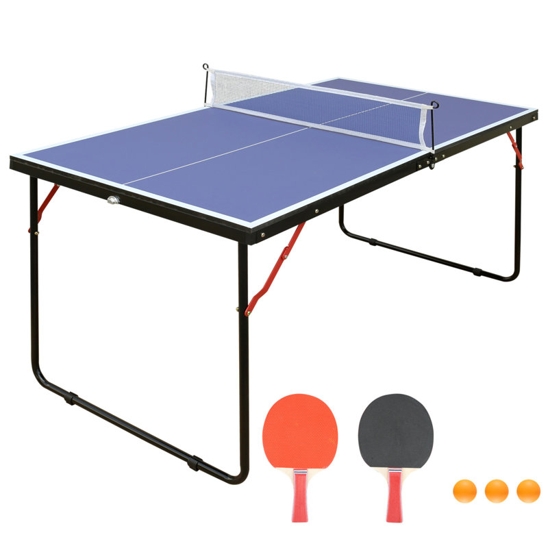 4.5Ft Table Tennis Table Foldable & Portable Ping Pong Table Set With Net And 2 Ping Pong Paddles For Indoor Outdoor Game