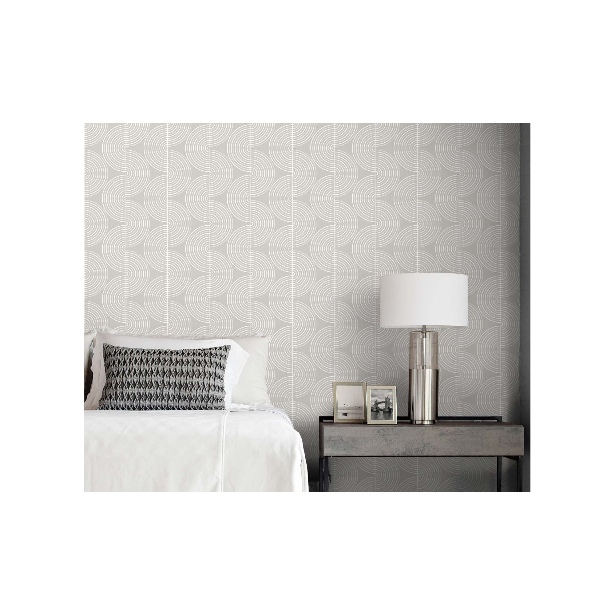 Cecile Mid-Century Peel & Stick Geometric Wallpaper, Gray