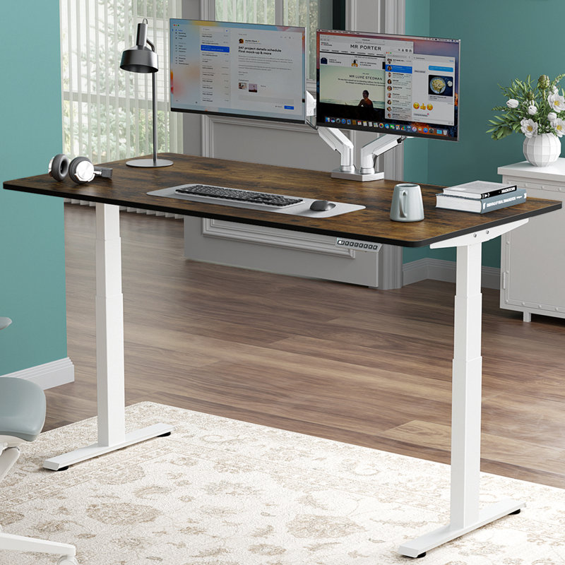  Bureau debout de qualité supérieure, Brun, H 49,3 po x l 59 po x P 30 po, Blanc