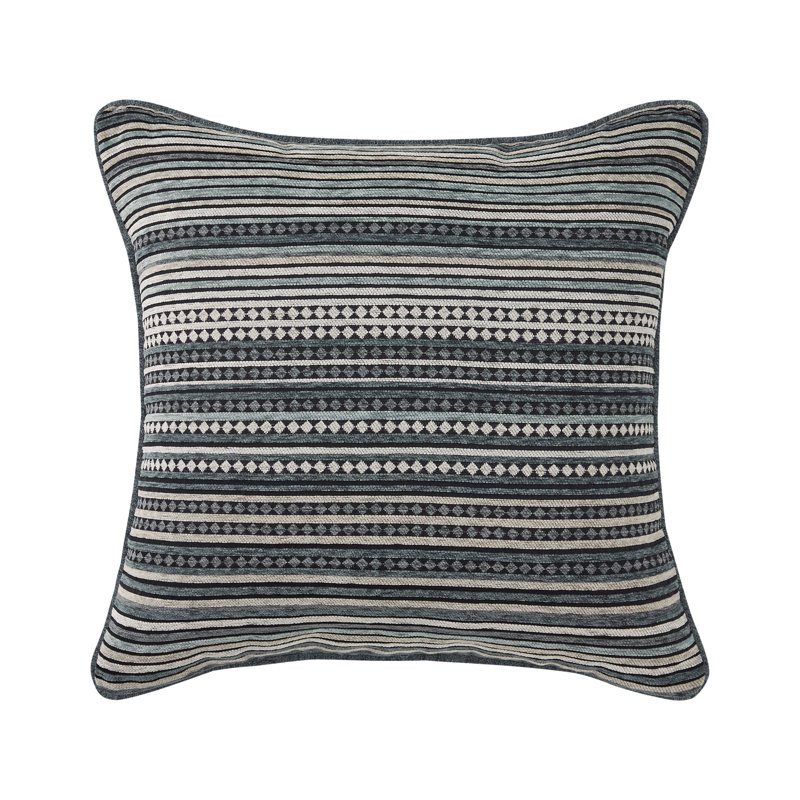 Parallel Bolster Decorative Throw Pillow Slate, Black  Striped, Square 20"