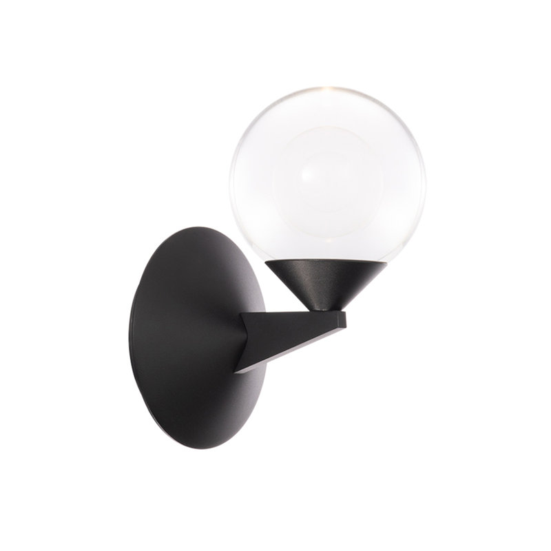 Black LED Wall Sconce with Clear Crystal Globe