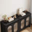 Buffet avec portes en verre cannelé et armoire de rangement réglable avec pieds en bois robustes pour le vestibule du salon