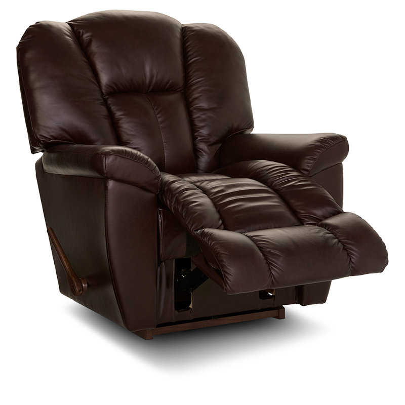 Fauteuil inclinable berçant en cuir Maverick, Marron foncé, Manual