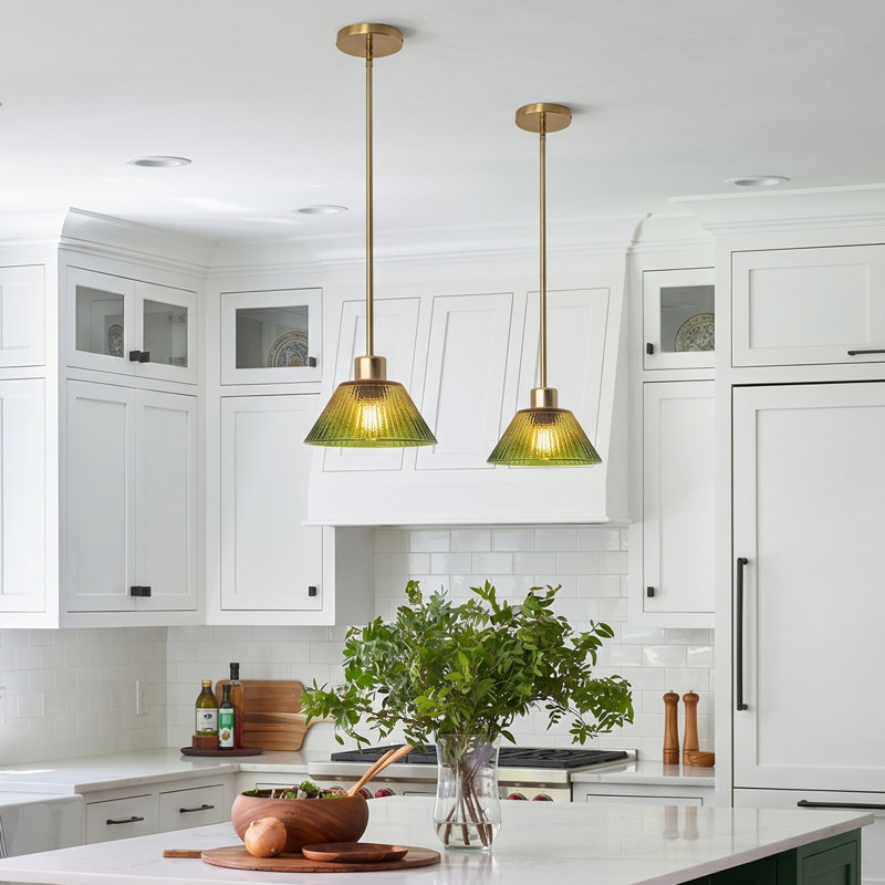 1 - Light Glass Single Pendant With Adjustable Height