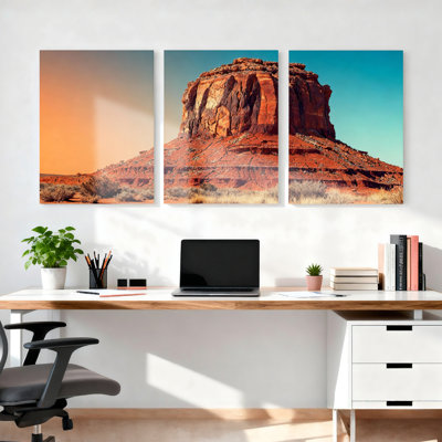 Desert Rock Formation Landscape Canvas Wrapped Wall Art Set of 3
