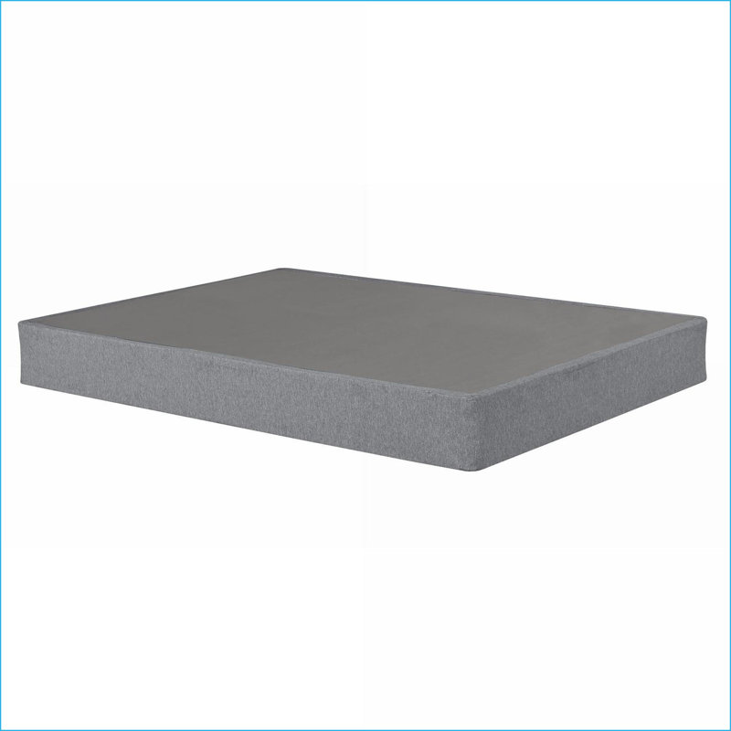 Base de matelas | Base de lit simple pliable en métal 9 po avec housse antidérapante | Gris | Polyester, Très grand simple