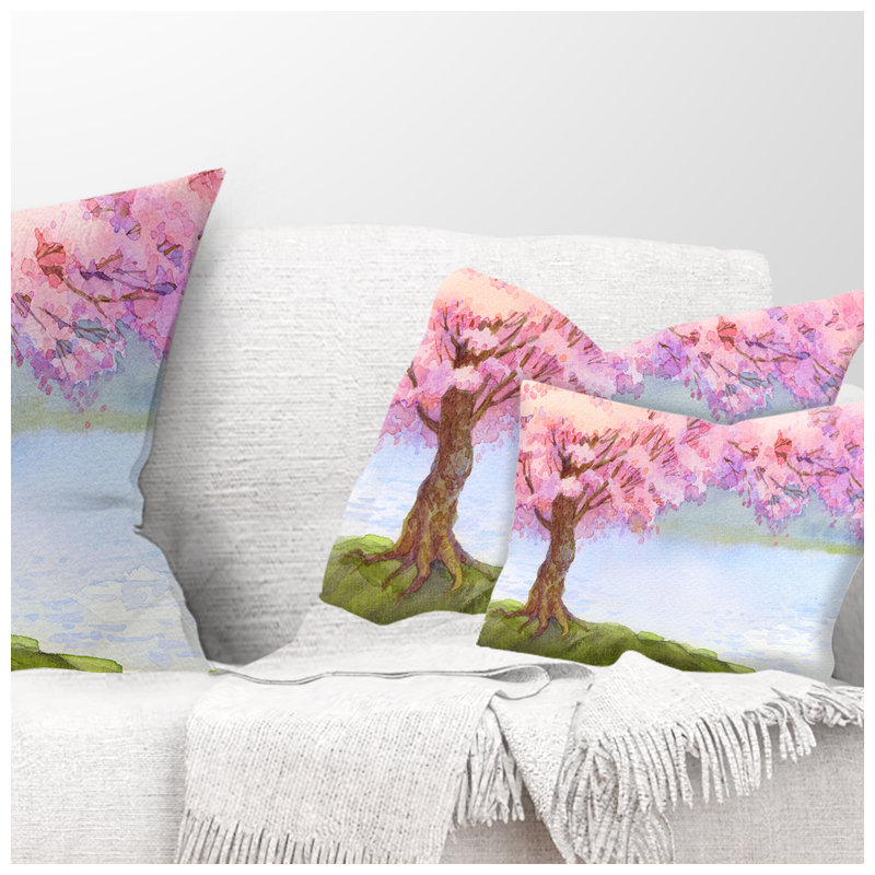 Arbre rose en fleurs - Lake, Rectangulaire, 12 po x 20 po