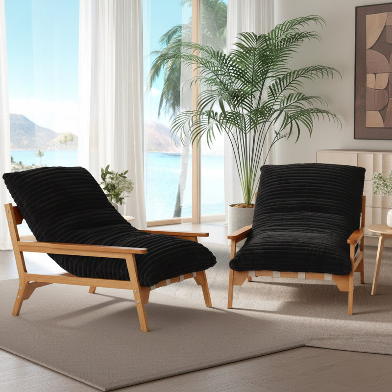Chaise d'appoint rembourrée en frêne de 35,24 po Kyna, Noir
