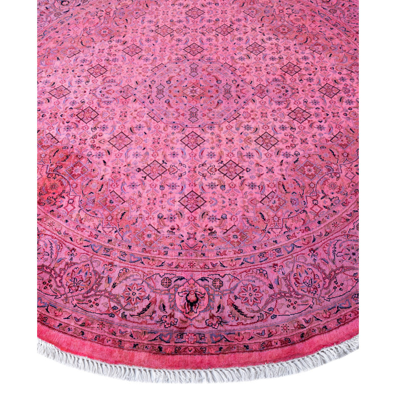 Overdyed Hand-Knotted Wool Modern-Contemporary Pink Area Rug 6' 3" x 6' 4"