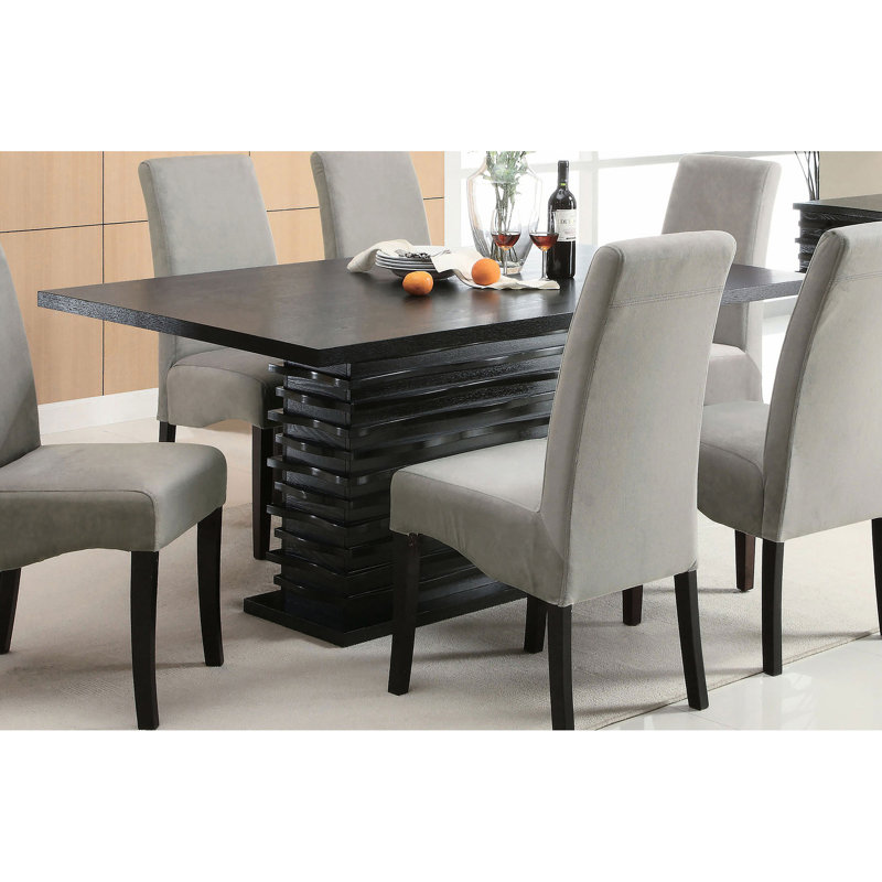 Table de salle à manger rectangulaire noire avec base en couches de style Bold Stack