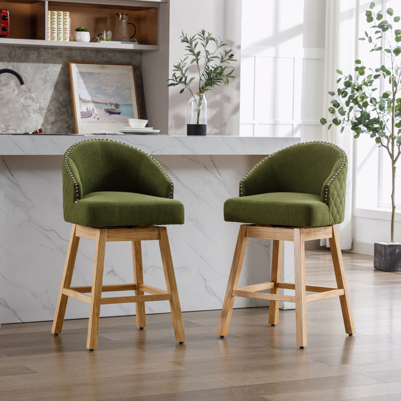 Ensemble de 2 tabourets pivotants Embry, Vert olive