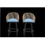 Ensemble de 2 tabourets de bar d'extérieur avec accoudoirs, chaises de bar en rotin toutes saisons avec dossier, tabourets de bar en osier pour la cour, le jardin, la piscine, le balcon et la terrasse - bleu