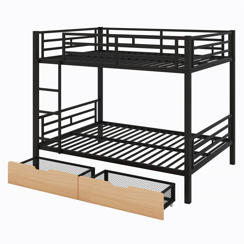 Metal Convertible Bunk Bed With Drawers