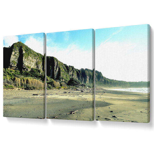 Union Rustic Beautiful Beaches In New Zealand - 3 Piece Wrapped Canvas ...