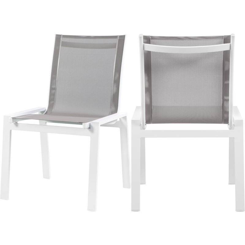 Chaise d'appoint de patio empilable Lajoy, Blanc, Gris