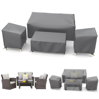 Patio Furniture Set Covers for 4 Piece Outdoor Conversation Set by Arlmont & Co.