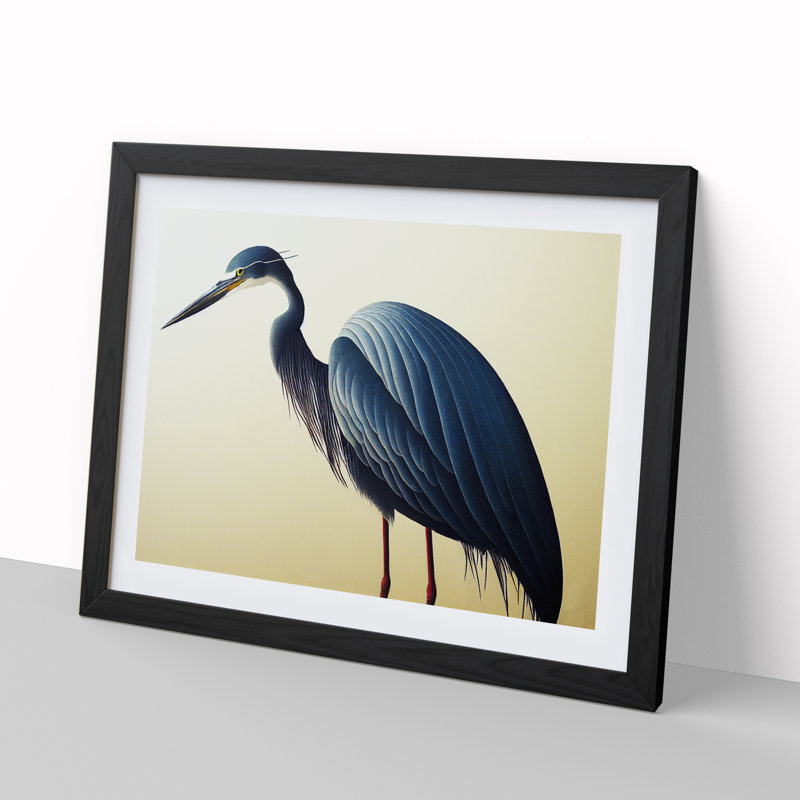 A Dazzling Heron Bird - Framed Print, Black, 46cm H x 64cm W x 2cm D