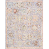 Oushak Hand Knotted Wool Floral Area Rug in Purple/Red/Orange