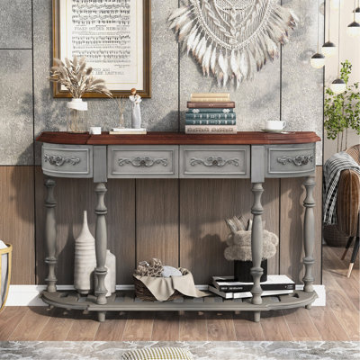 Console incurvée moderne et contemporaine de 132 cm (52 ​​po) avec 4 tiroirs et 1 tablette, idéale pour une entrée, un corridor ou un salon.