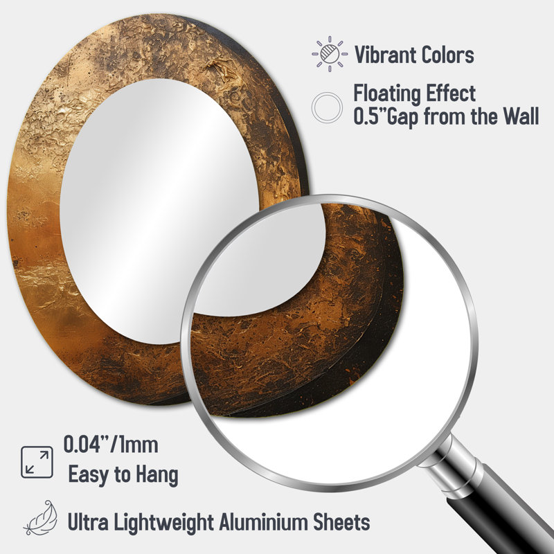 Bronze Moon Beam - Large Wall Mirror On Metal, 43" x 33", Oval