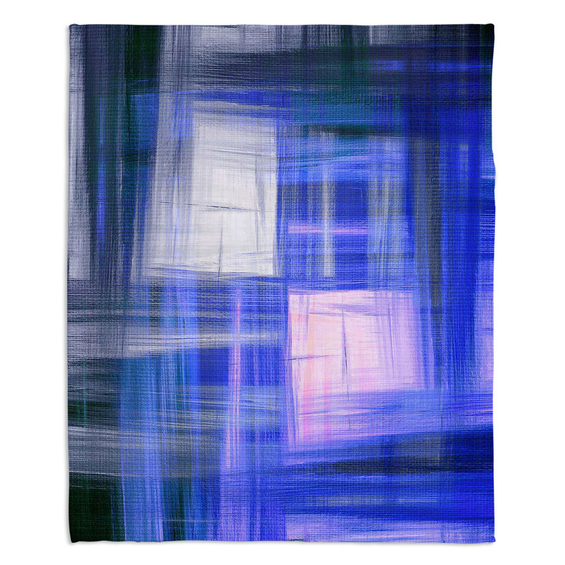 Couverture sherpae douce bleu doux tartan, l 51 po x L 60 po