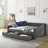 Full Size Daybed With Drawers Upholstered Tufted Sofa Bed, With Button On Back And Copper Nail On Waved Shape Arms(80.5''X55.5''X27.5'')-1277937192-1277937206