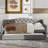 Upholstered Twin XL Size Daybed With LED Belt And Trundle, Gray-1605802440