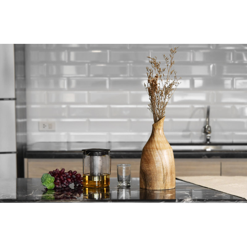 Elegant Slanted Opening Wooden Vase In Natural Mango Tree Wood