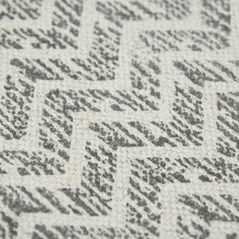 Tapis gris géométrique tissé à plat à la main 5 pi x 7 pi avec franges