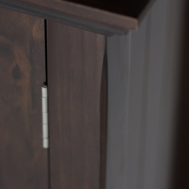 Brunette Brown Solid Wood Wide Storage Cabinet with Glass Doors