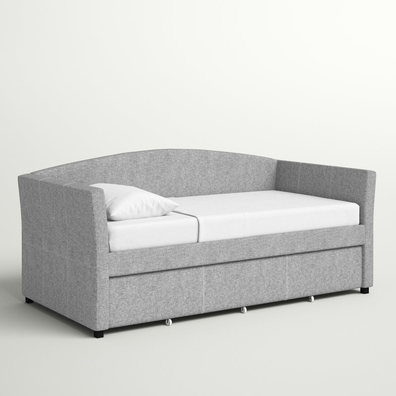 Doab Upholstered Twin Daybed with Trundle, Smoke Gray