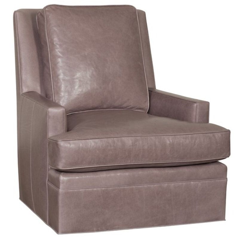 American Bungalow 32" Riverside Barrel Back Swivel Chair, Gatsby Brown Sugar Genuine Leather