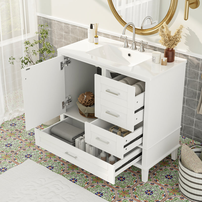Meuble-lavabo moderne blanc avec lavabo en céramique