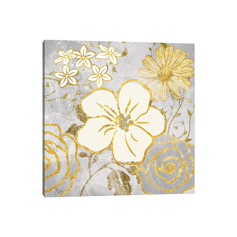 Fleurs Graphique I by Nan - Floater Frame Painting on Canvas