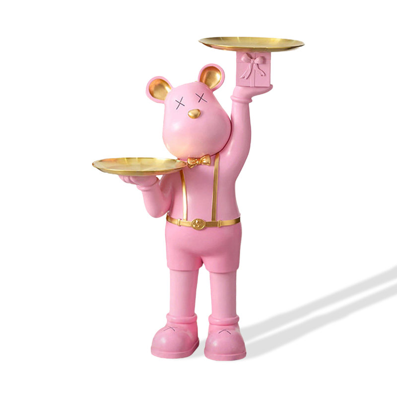 Sculpture créative avec deux plateaux de service pour canapé et canapé, Rose