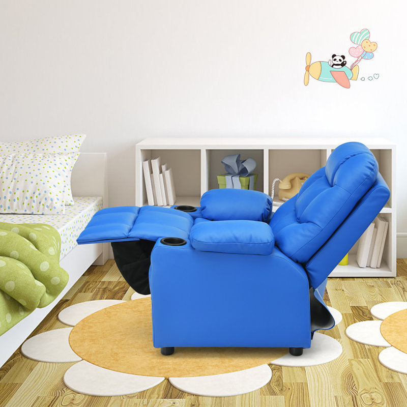 Quercia Kids 16'' Recliner and Ottoman, Blue