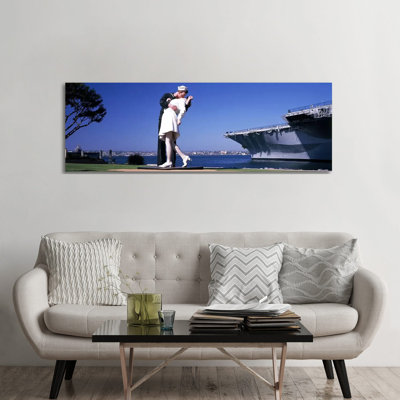 Embracing Peace (Unconditional Surrender) Statue, Tuna Harbor Park - Wrapped Canvas Panoramic Print