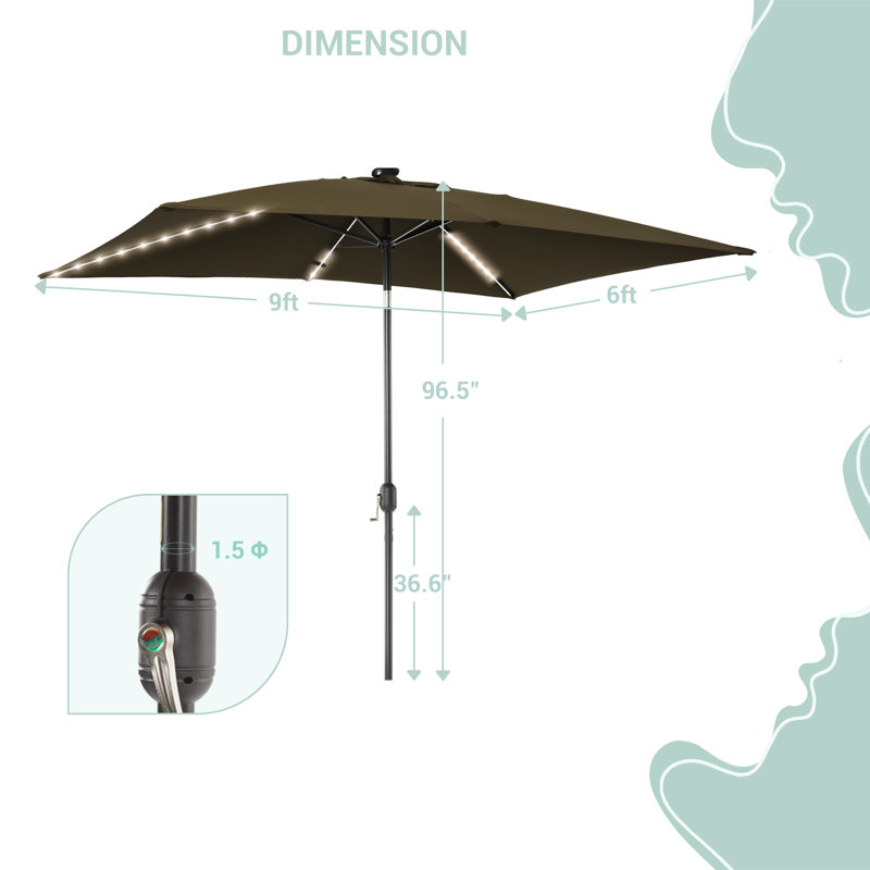 Sakira 72'' Lighted Market Umbrella, Taupe