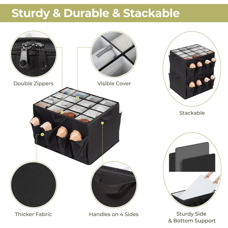 1 Pack Shoe Organizer With Clear Cover & Adjustable Dividers