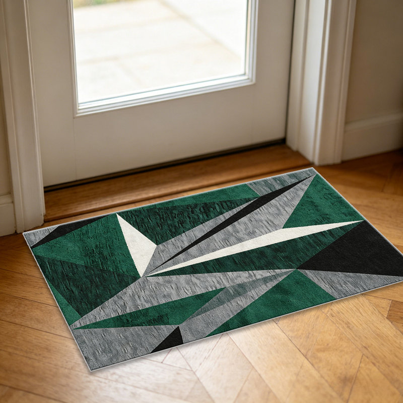 Emerald Grey Geometric Triangle carpet-easy to clean, machine-washable, soft and comfortable; suitable for door mats, kitchens, living rooms, bedrooms, corridors, and laundry areas. Easy to clean, durable carpet for home decoration.
