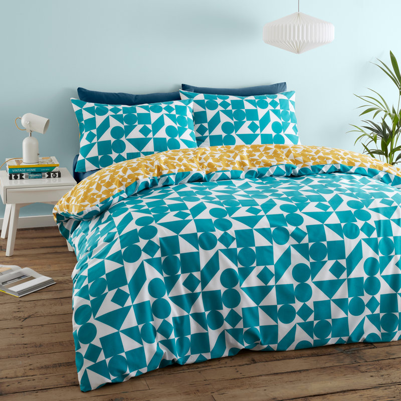 Retro Geo Duvet Cover Set With Pillowcase, Double - 2 Standard Pillowcase