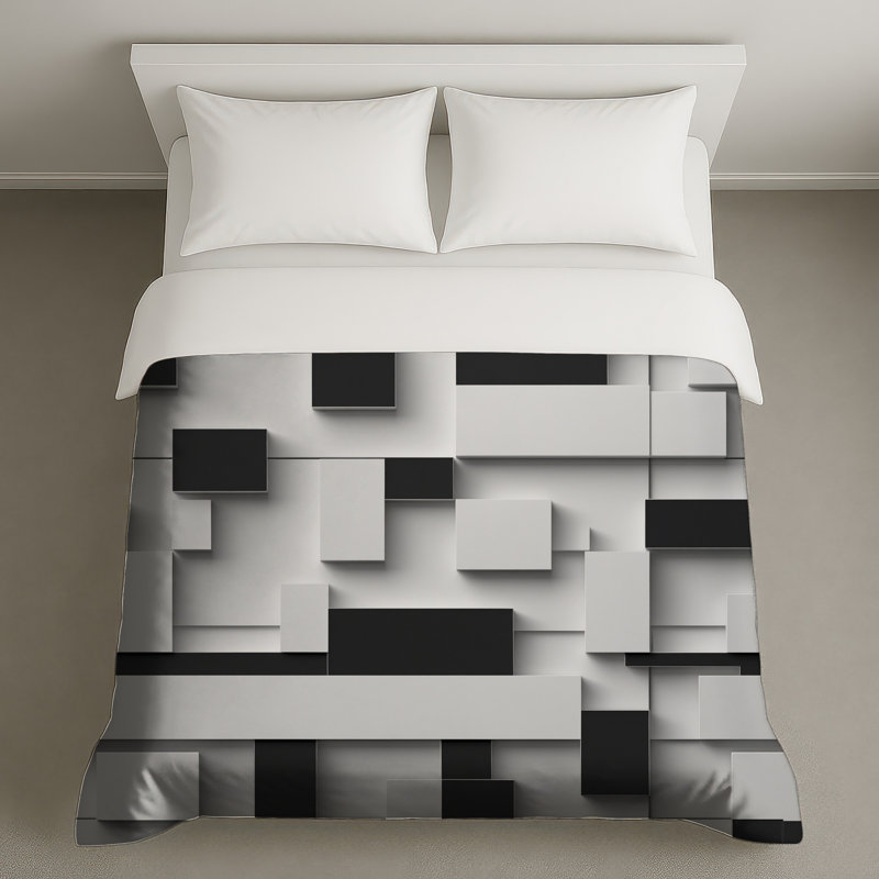 Housses de couette rectangulaires noires et blanches, Twin