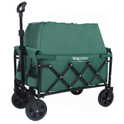 Expandable Dual-Layer Utility Wagon With 100% Extra Space - Grocery Cart For Camping, Shopping, Sports, Gardening, Fishing, Supports 225Lbs,
