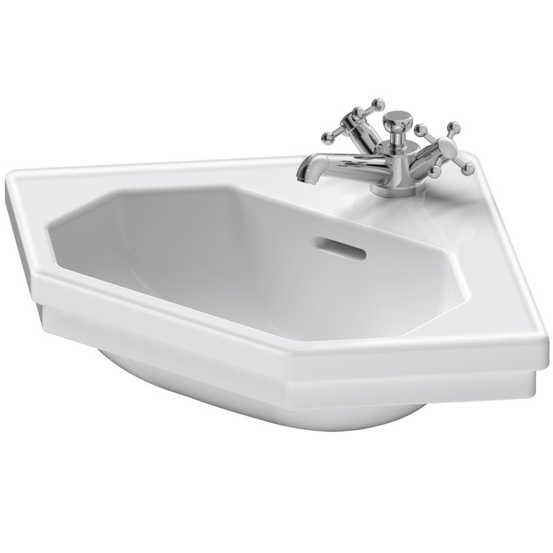 Duravit 1930 Series Ceramic 24" Corner Bathroom Sink with Overflow