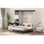 Lit escamotable avec bureau, tablettes et armoires de rangement