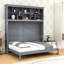 Grand lit escamotable en bois avec tablettes et station de charge-1732562258